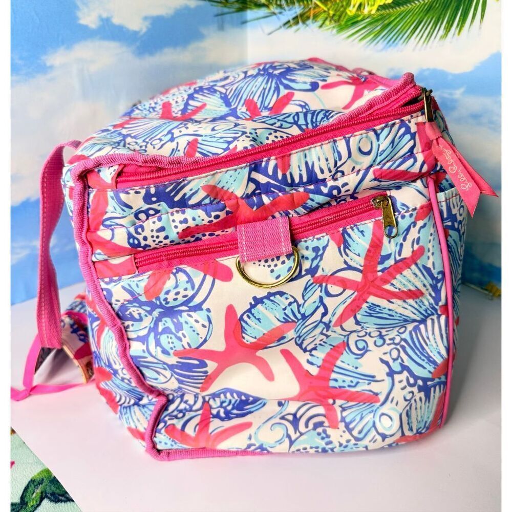 Lilly Pulitzer She She Shells Insulated Cooler Tote Beach Bag Pink Blue 15.5x10x - Picture 3 of 15